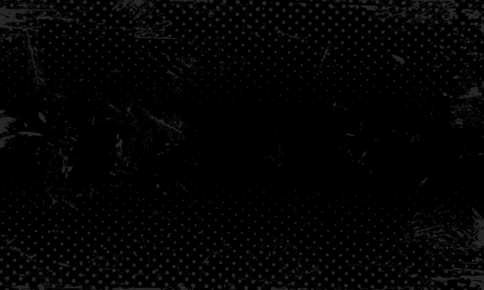 Dark Rough Grunge Gritty Halftone Pattern Dots on Black Background Distressed Spilled Ink Overlay Design vector