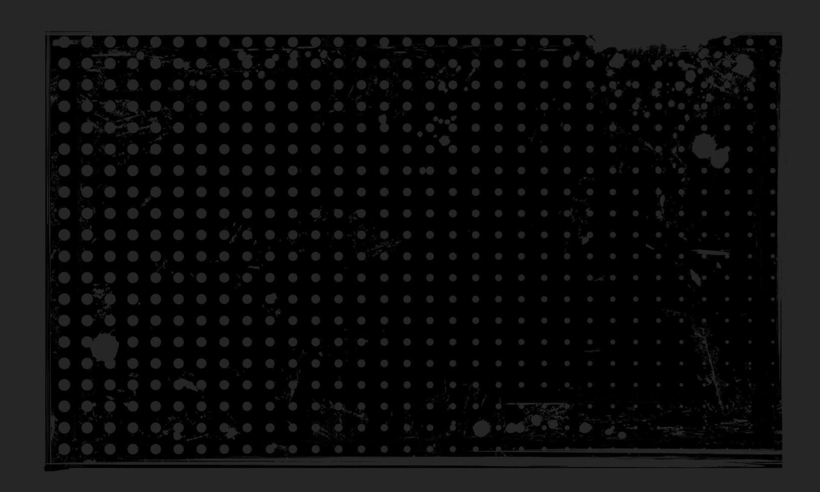 Dark Grunge Gritty Halftone Pattern Subtle Dots on Black Background Distressed Spilled Ink Banner Design vector