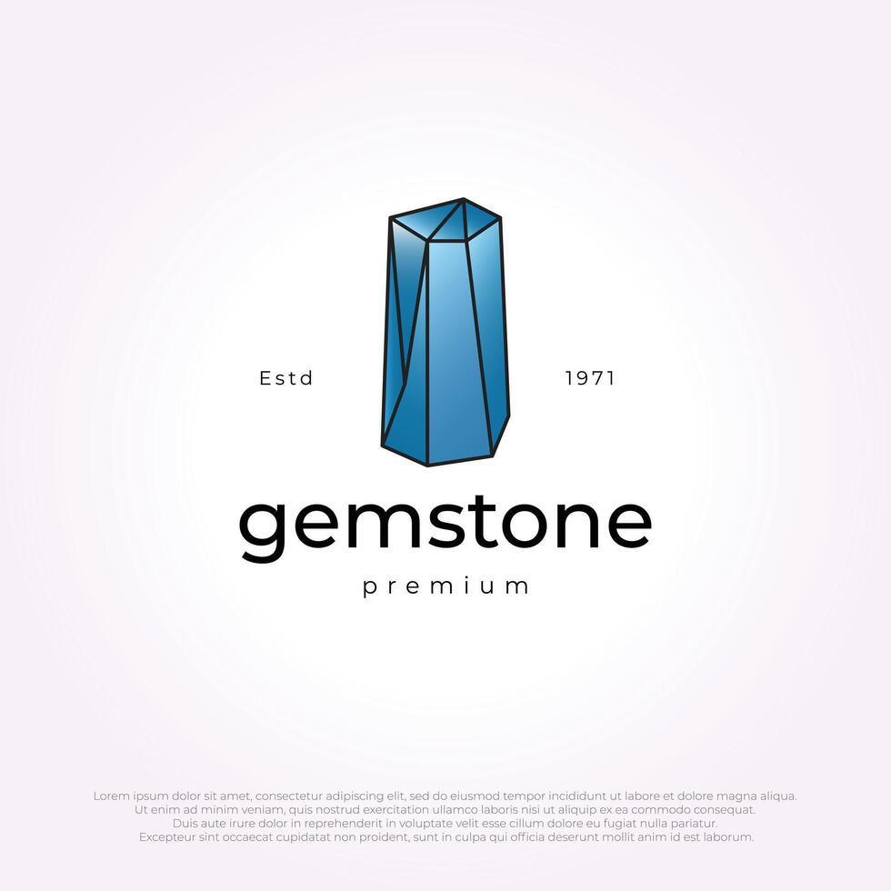 gemstone simple logo line art vintage template. illustration design of crystal icon vector