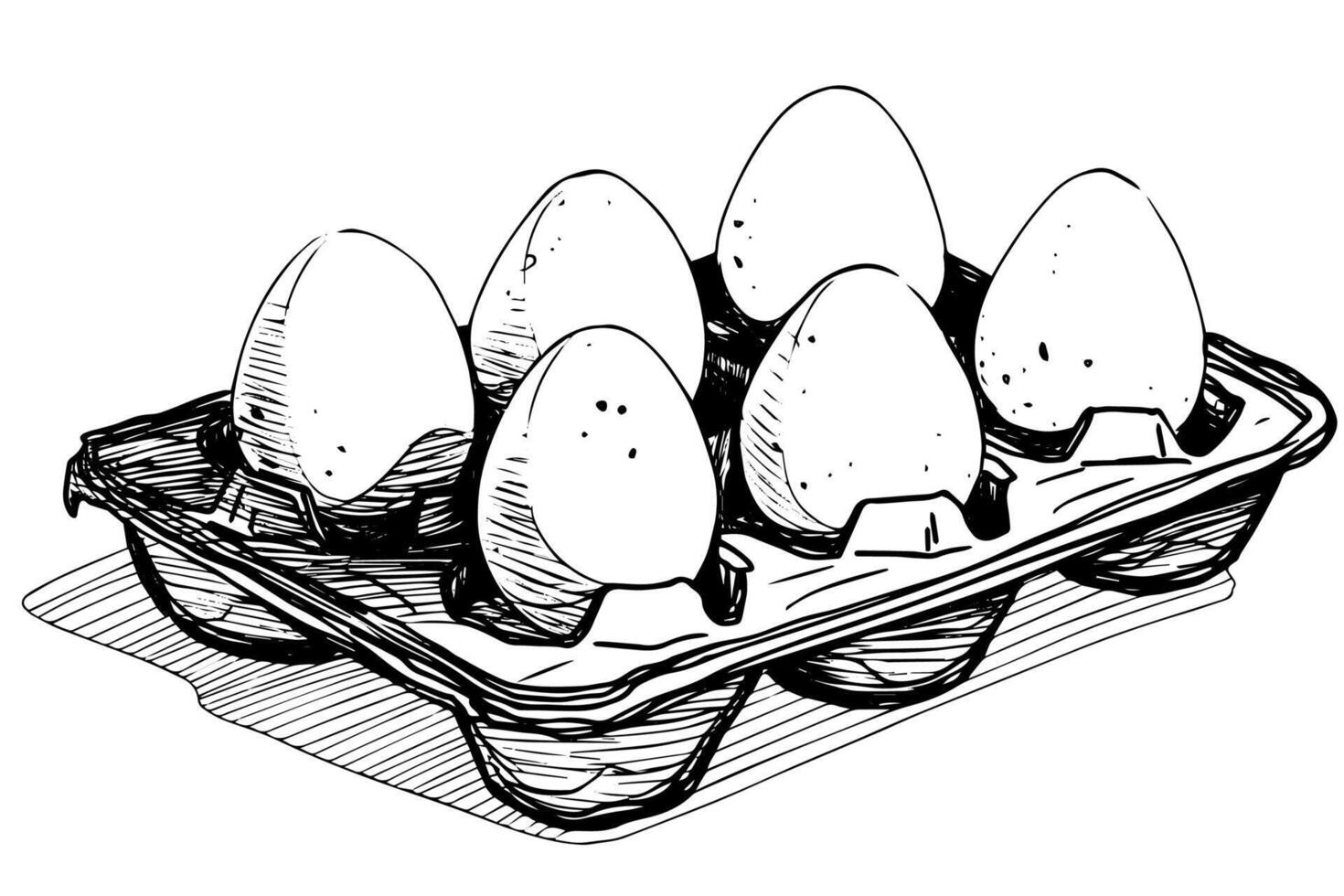Box of eggs hand drawn ink sketch. Engraving style illustration. vector