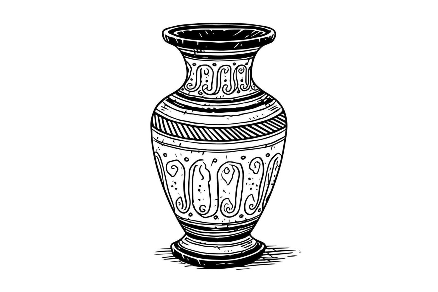 Set of ancient vase hand drawn ink sketch. Engraved style illustration. vector