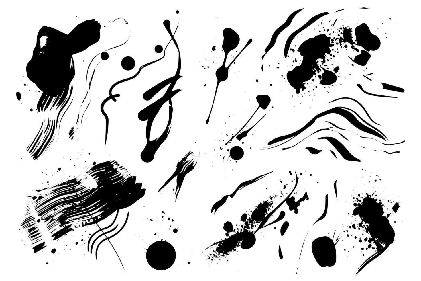 Handcrafted Elements Collection Ink Splatter Sketch Styles and Textures Designs. vector