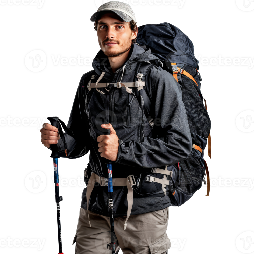 Man sport hiking, transparent background png