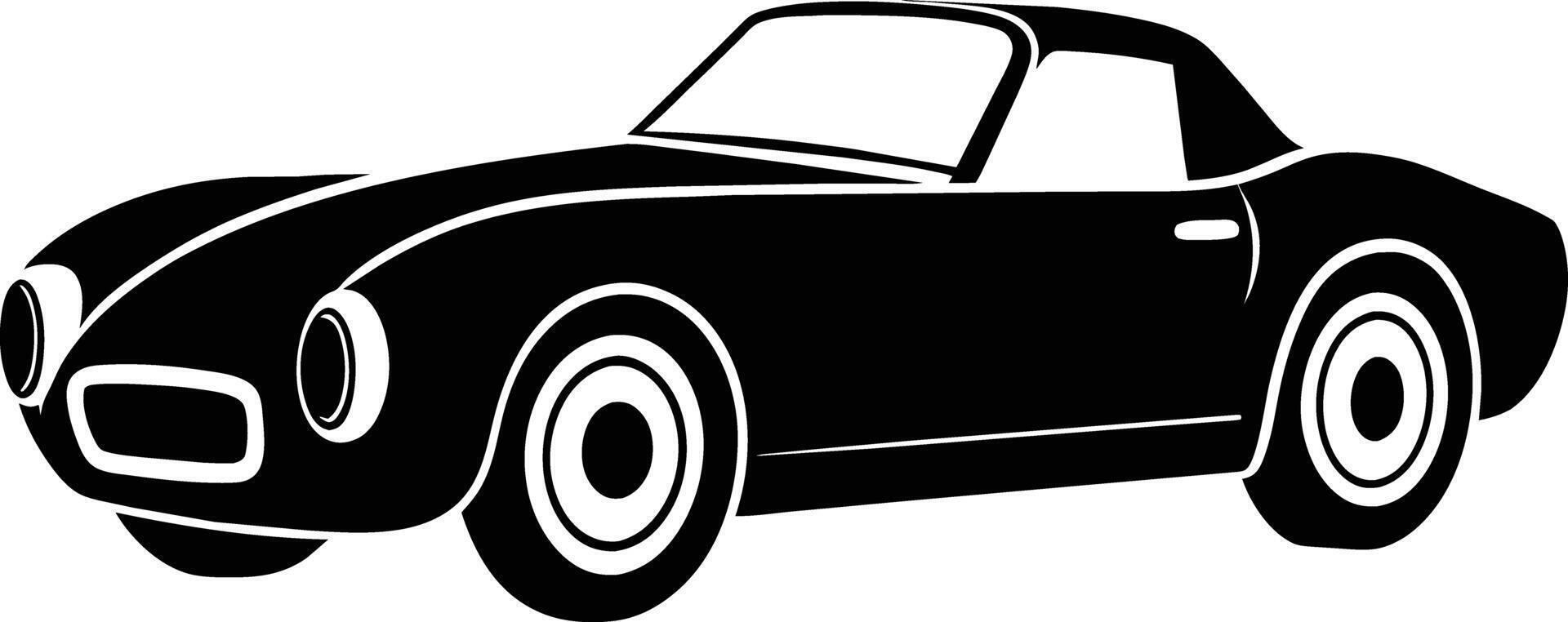 Roadster Classic Car Icon Black Silhouette, Vintage Car, Old Looks , Clip Art vector