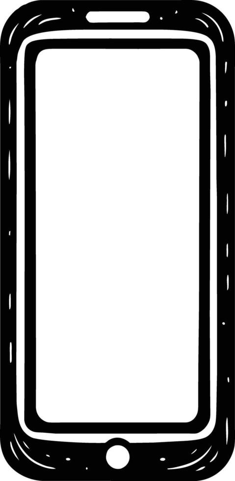 Phone frame border icon, Black Silhouette vector
