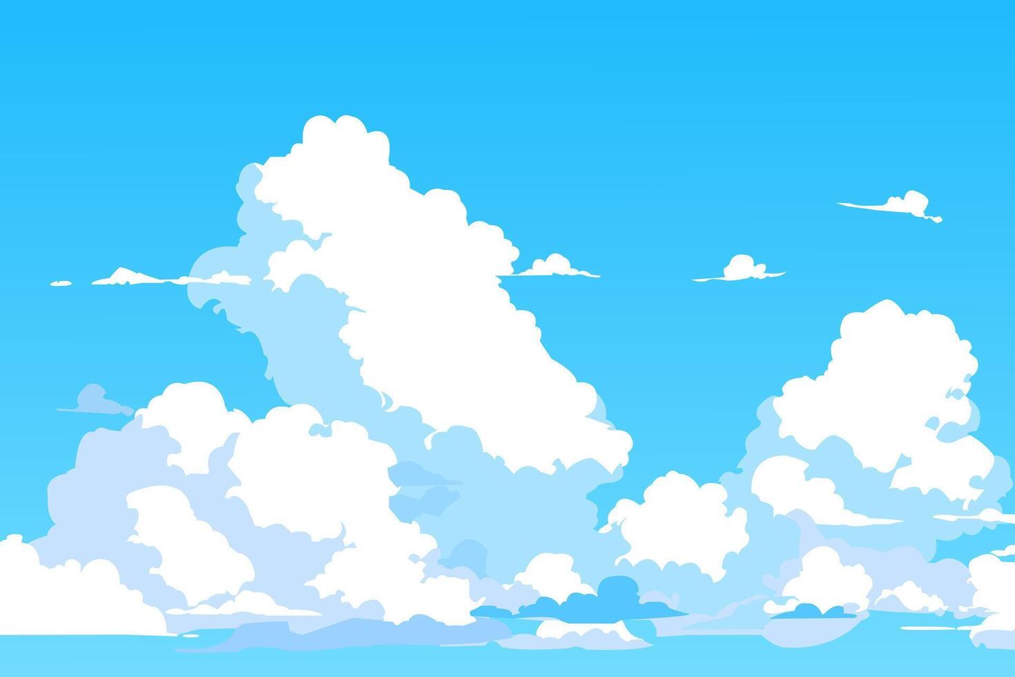 blue sky clouds. Anime clean style. Background design. vector