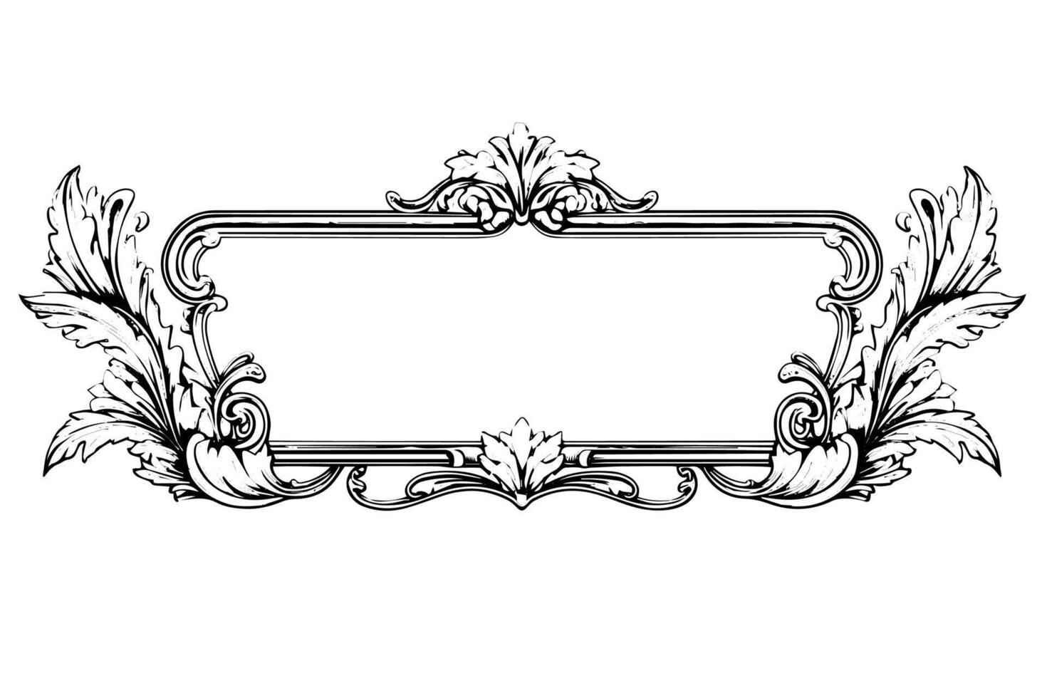 Vintage Victorian Ornamental Frame Classic Rococo Design with Golden Flourishes.Message Board. vector