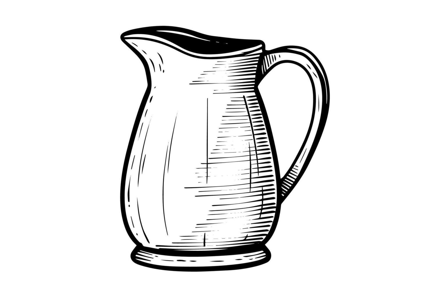 jug or pitcher hand drawn ink sketch. Engraved style illustration. vector