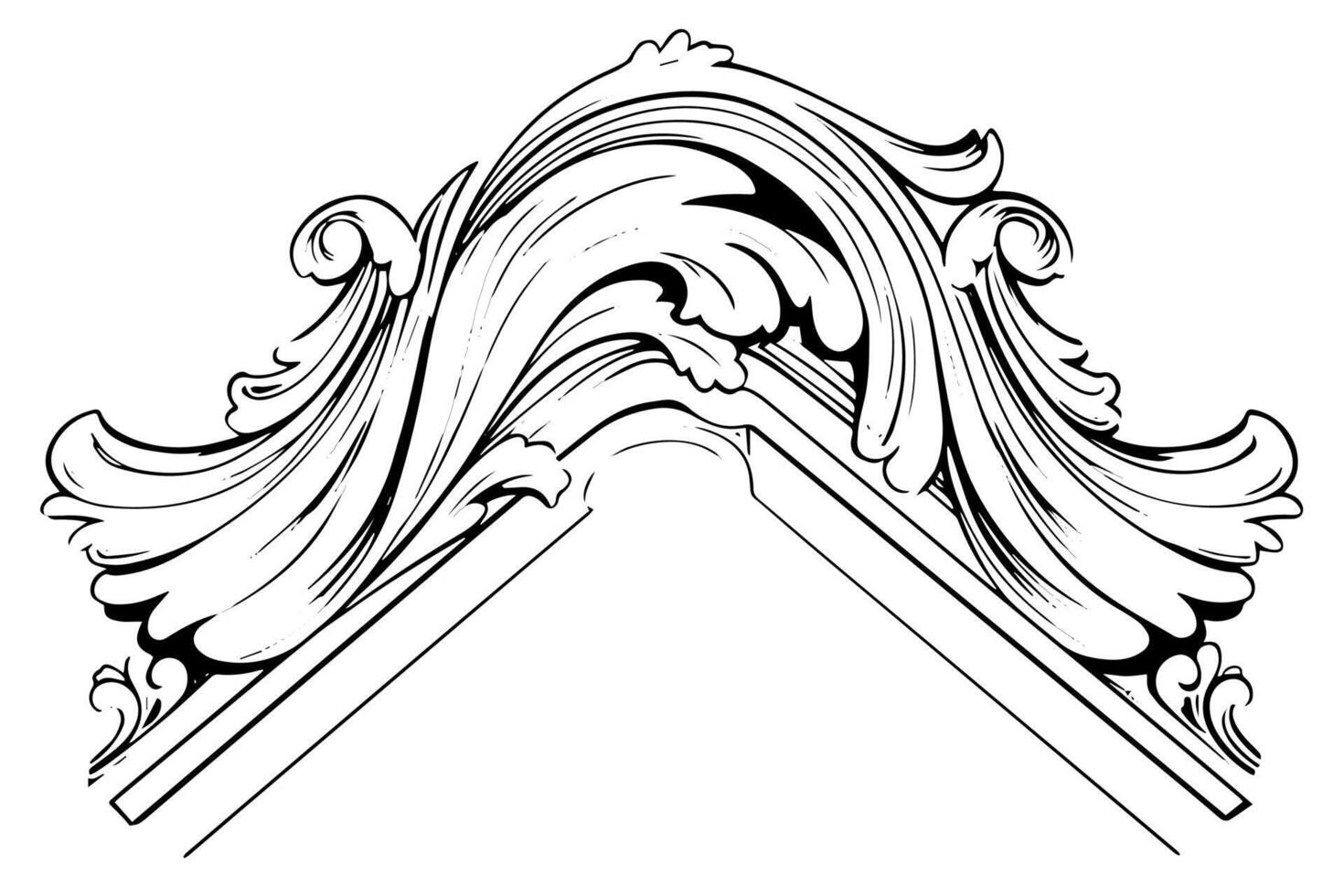 Vintage Baroque Molding Ornate Stucco Fringe in Classic Victorian Style Element. vector