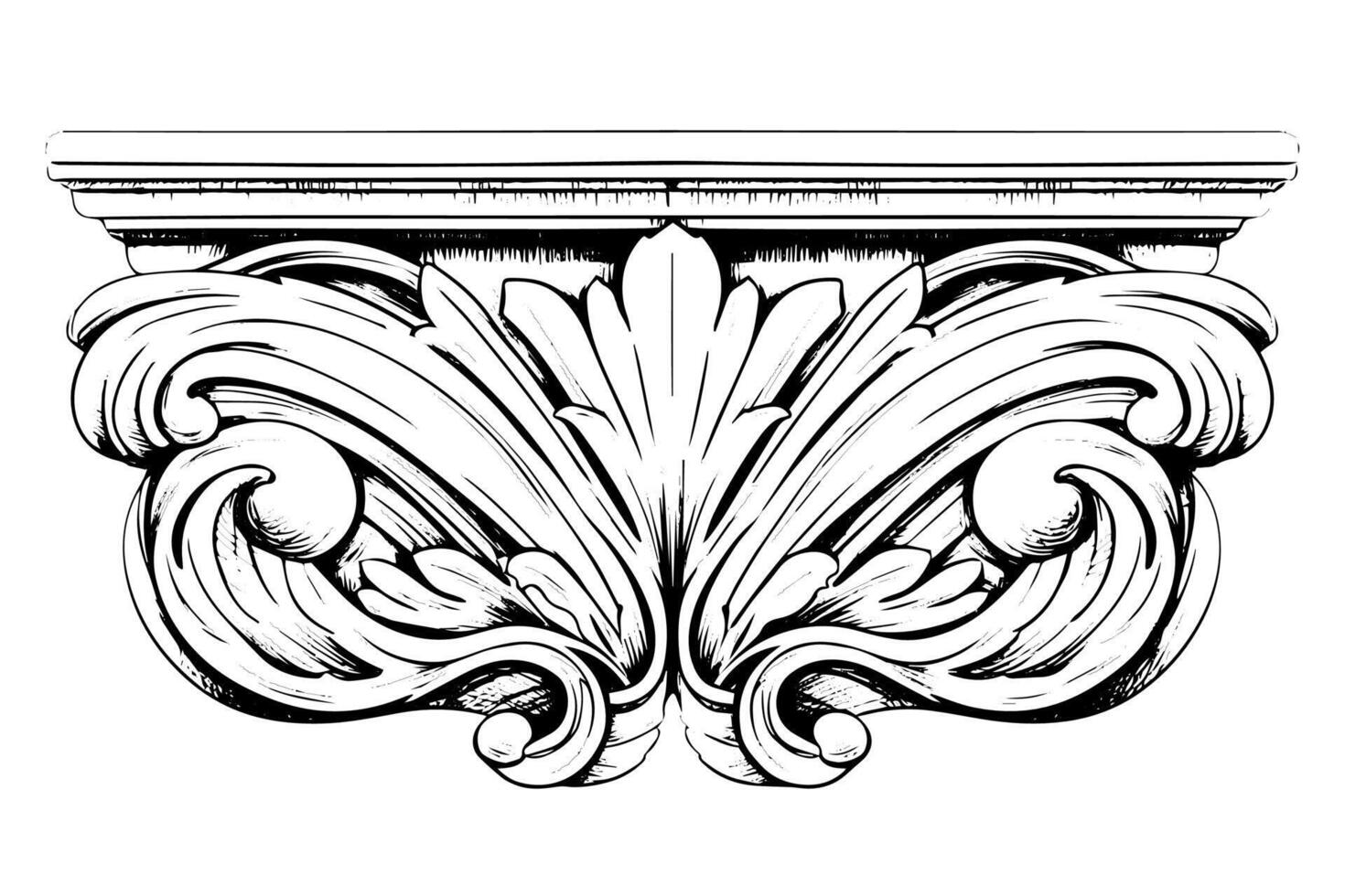 Vintage Baroque Ornamentation Intricate Illustrations of Architectural Stucco Details Element. vector