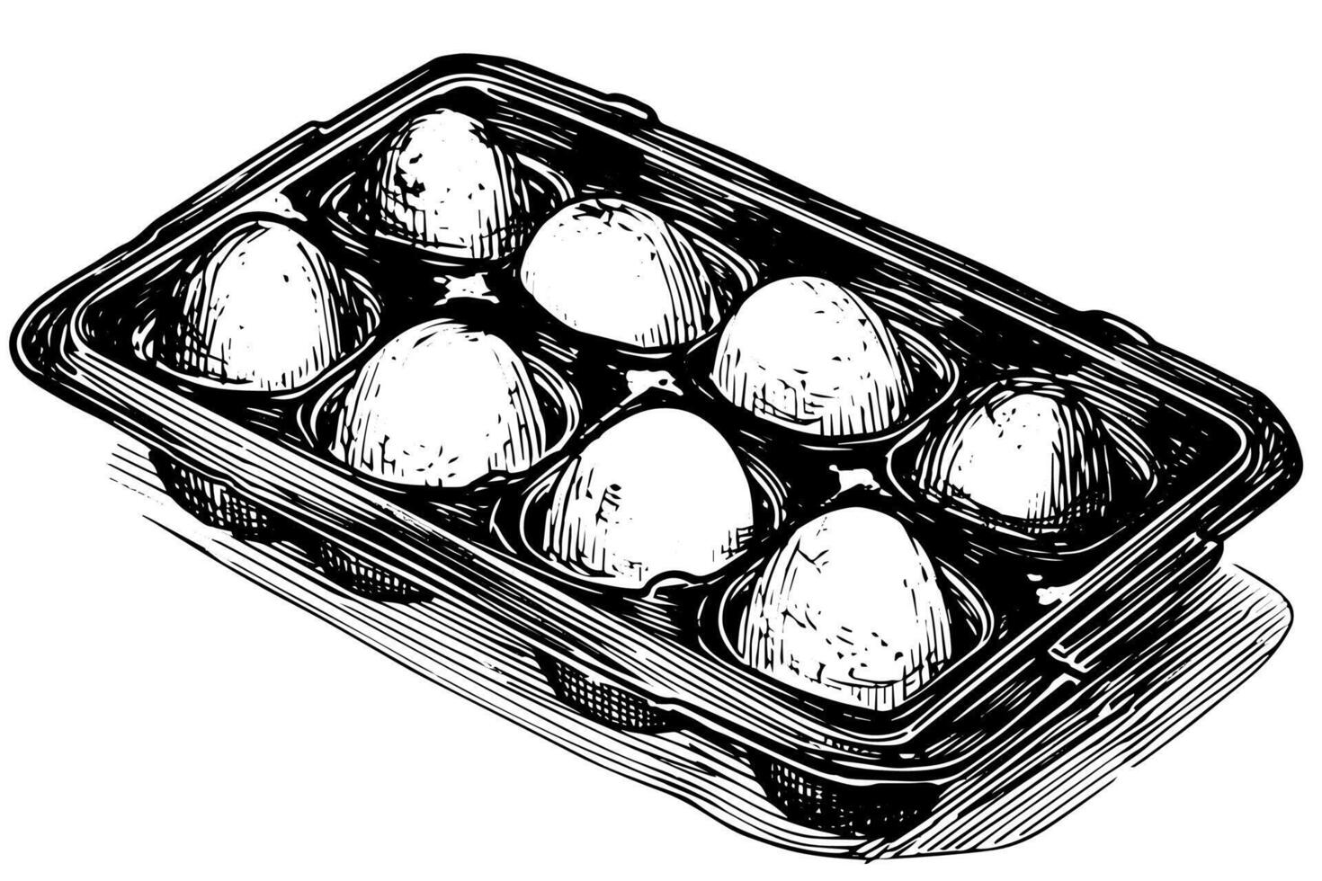 Box of eggs hand drawn ink sketch. Engraving style illustration. vector