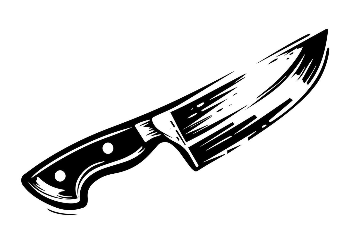 Vintage Kitchen Knife Sketch Japanese Chef's Tools in Engraved Style. vector