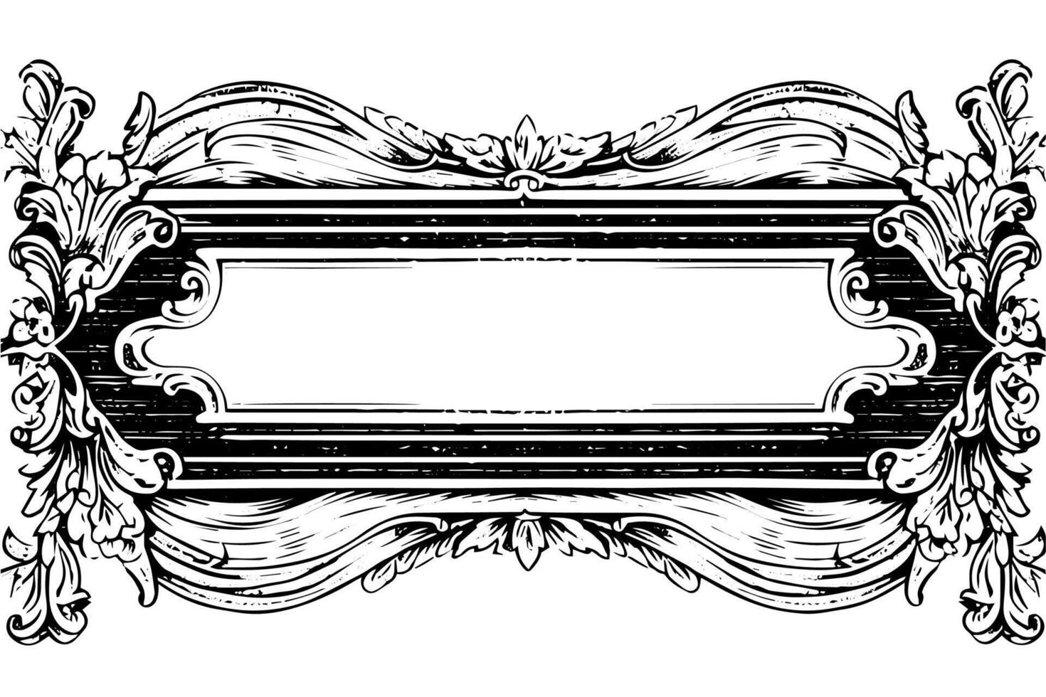 Vintage Victorian Ornamental Frame Classic Rococo Design with Golden Flourishes.Message Board. vector