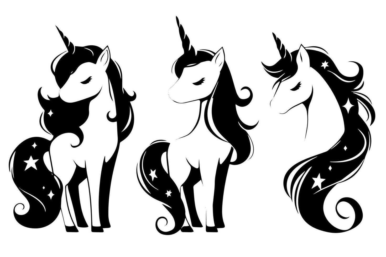 Engraved Unicorn Sketch Mystical Illustration Art. vector