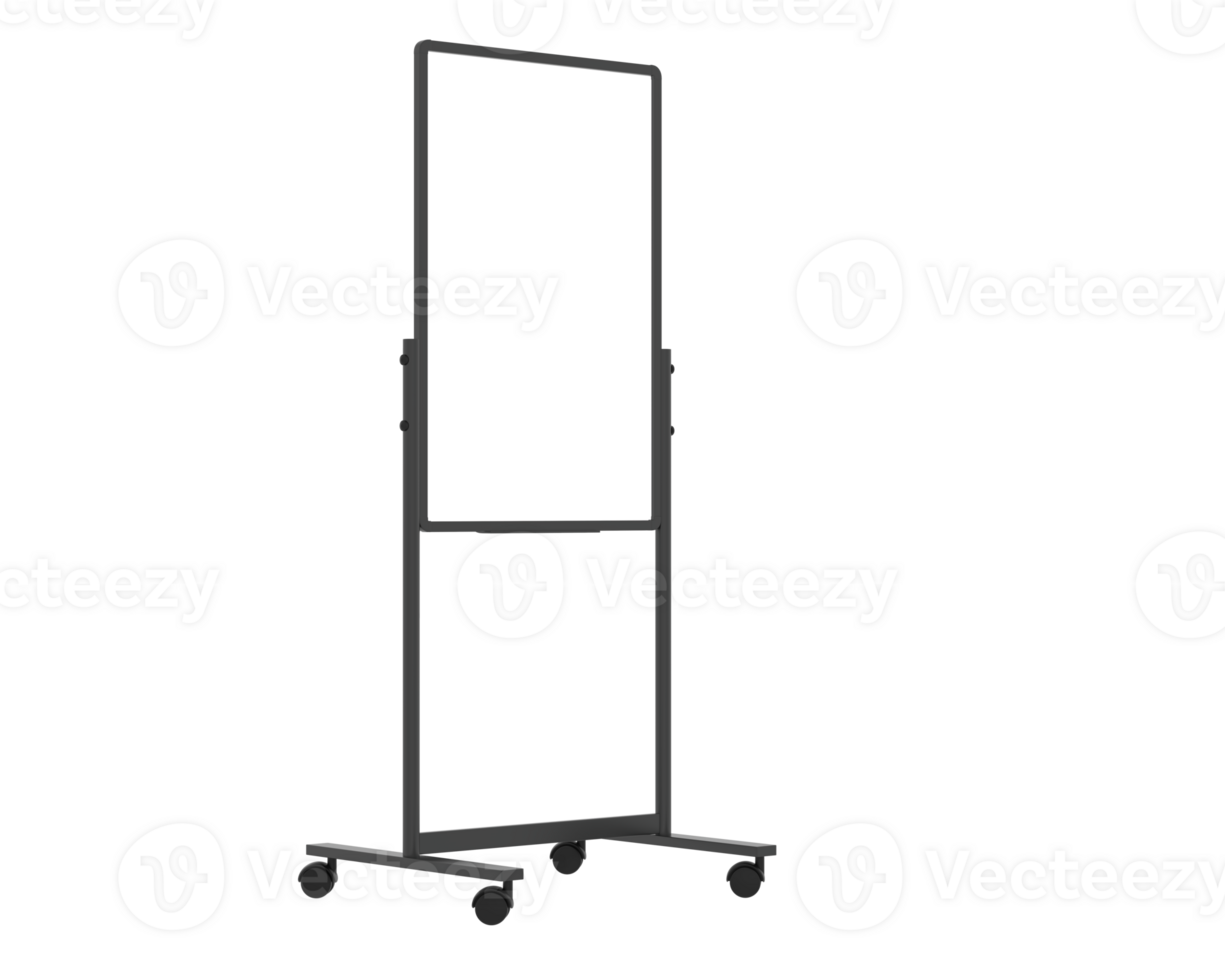 Tall whiteboard isolated on background. 3d rendering - illustration png
