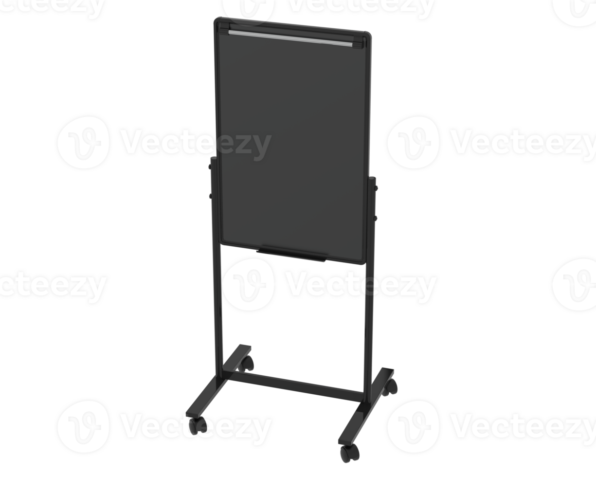 Tall whiteboard isolated on background. 3d rendering - illustration png