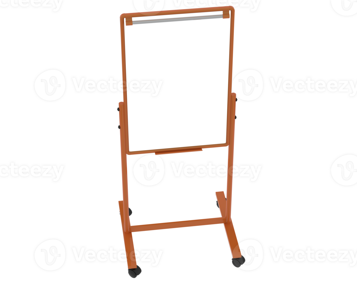 Tall whiteboard isolated on background. 3d rendering - illustration png