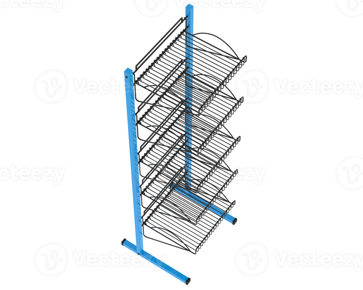 Slat rack display isolated on background. 3d rendering - illustration png