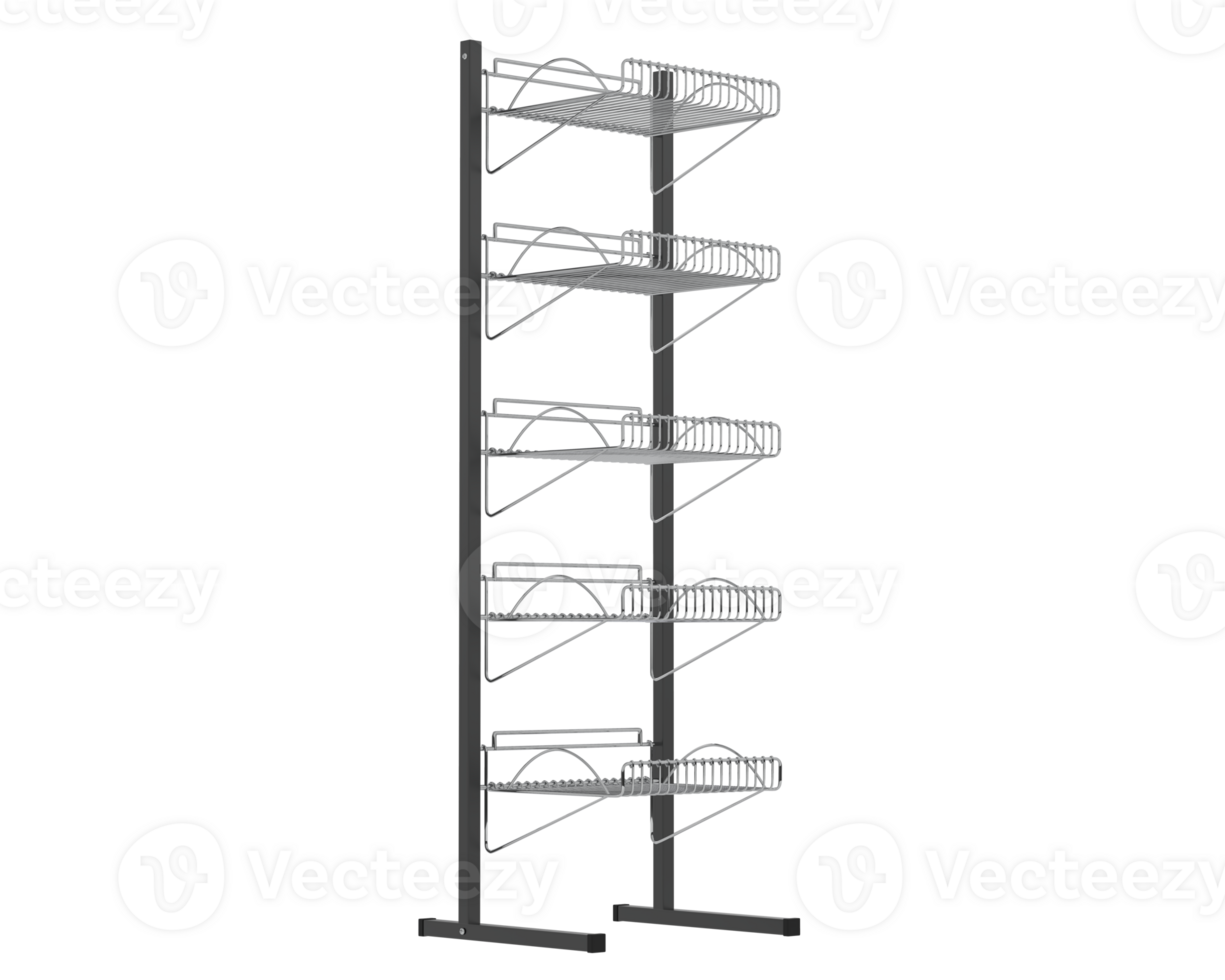 Slat rack display isolated on background. 3d rendering - illustration png