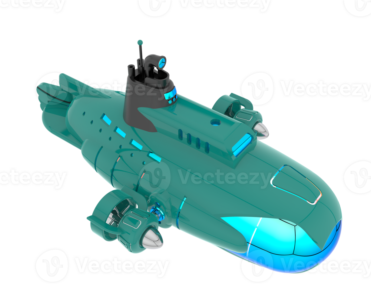 Submarine isolated on background. 3d rendering - illustration png