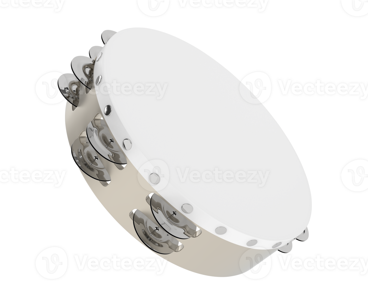 Tambourine isolated on background. 3d rendering - illustration png