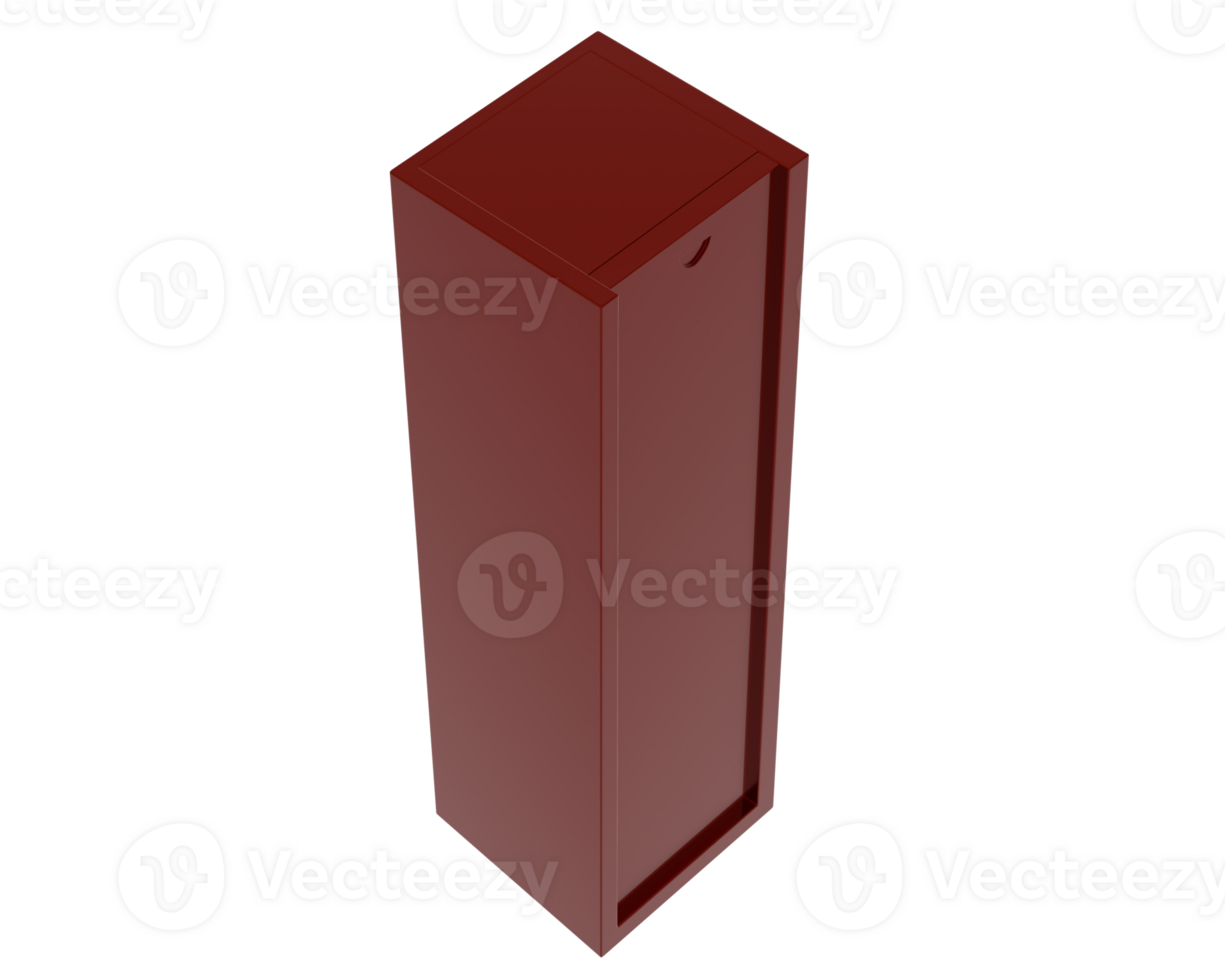 Single wine box isolated on background. 3d rendering - illustration png
