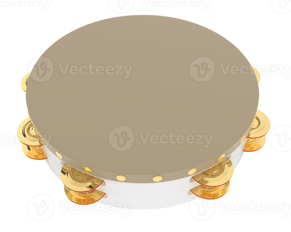 Tambourine isolated on background. 3d rendering - illustration png