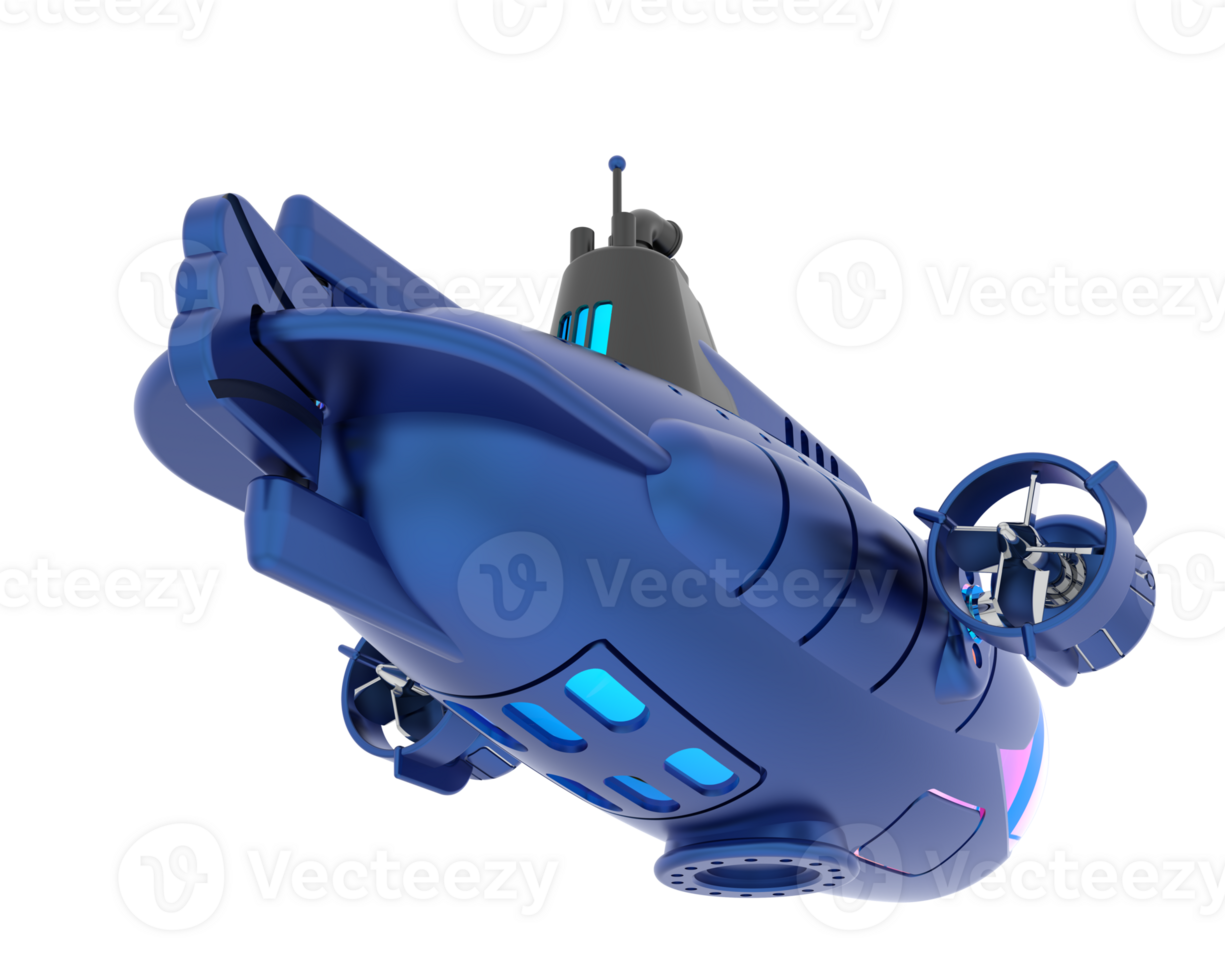Submarine isolated on background. 3d rendering - illustration png