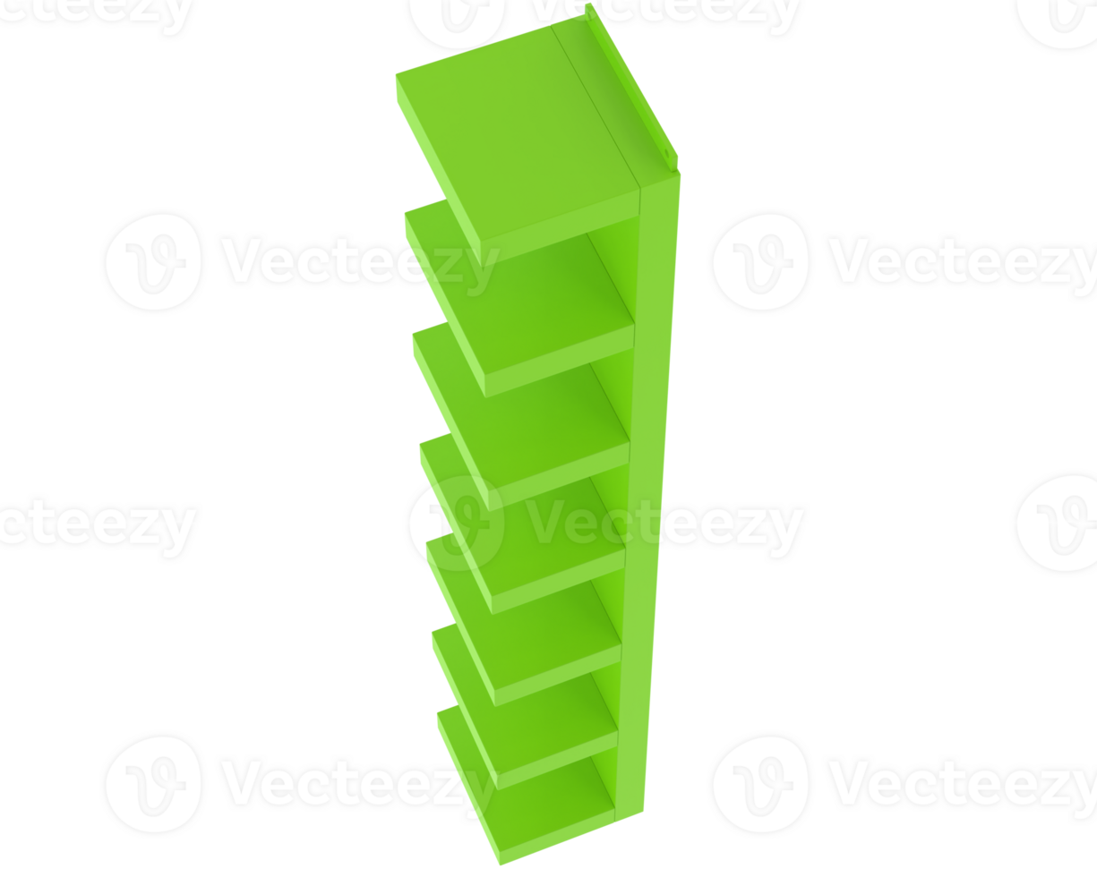 Tall display shelves isolated on background. 3d rendering - illustration png