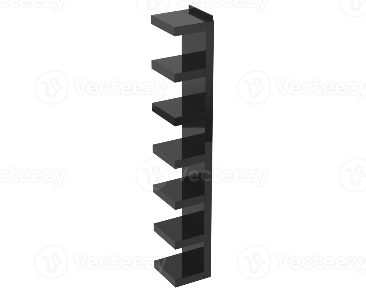 Tall display shelves isolated on background. 3d rendering - illustration png