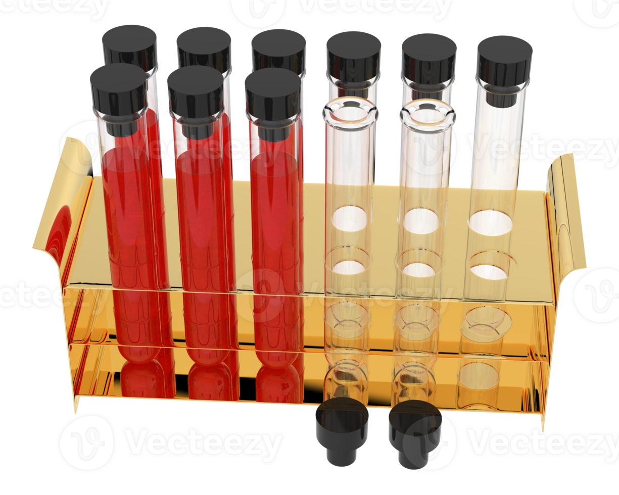 Test blood samples isolated on background. 3d rendering - illustration png