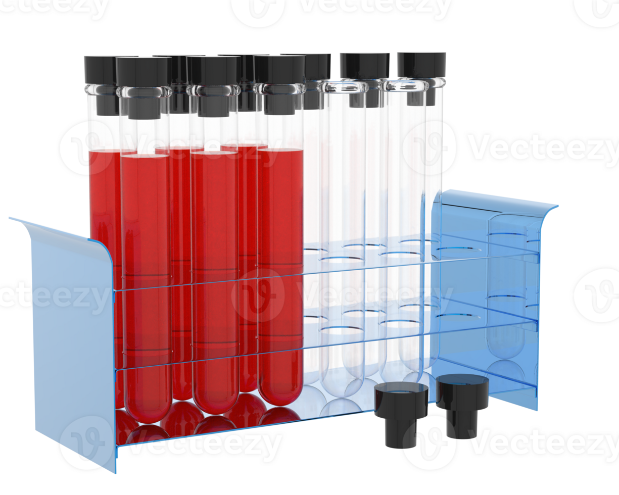 Test blood samples isolated on background. 3d rendering - illustration png
