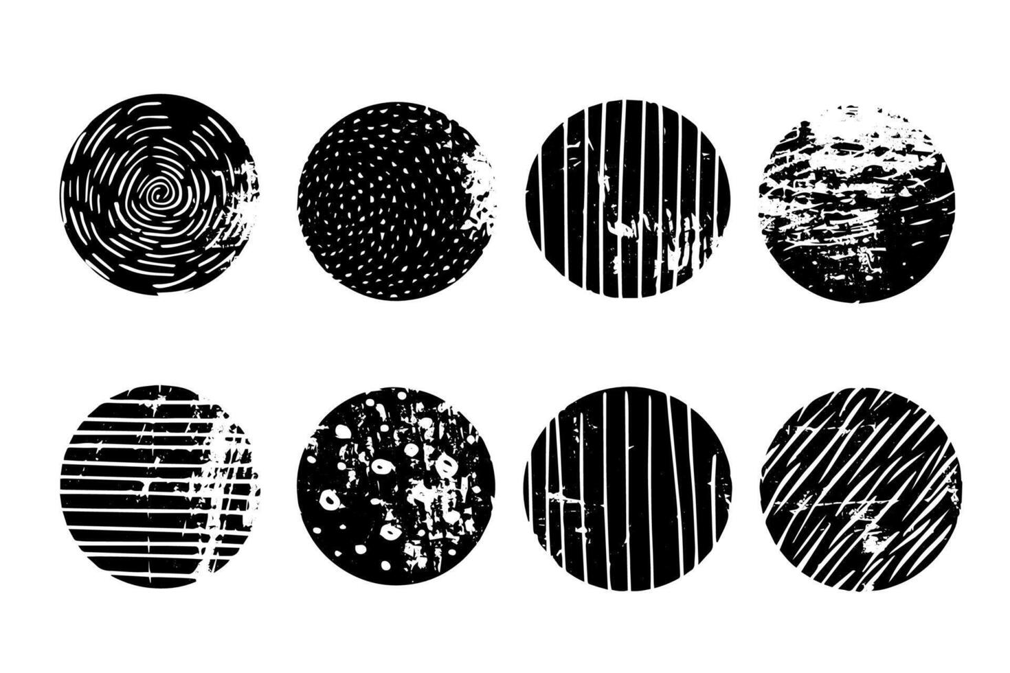 Paint Lined Shape Coffee-Stained Grunge Circle Borders for Artistic Designs. vector