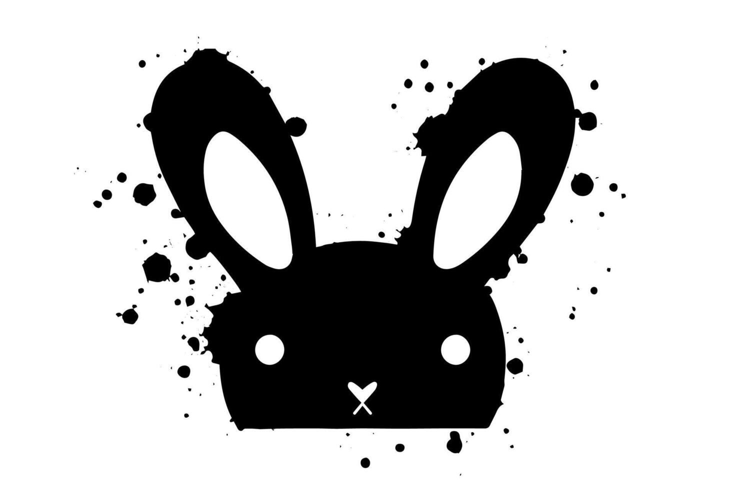 Graffiti Bunny Playful Rabbit Easter Icon in Urban Art Style. vector