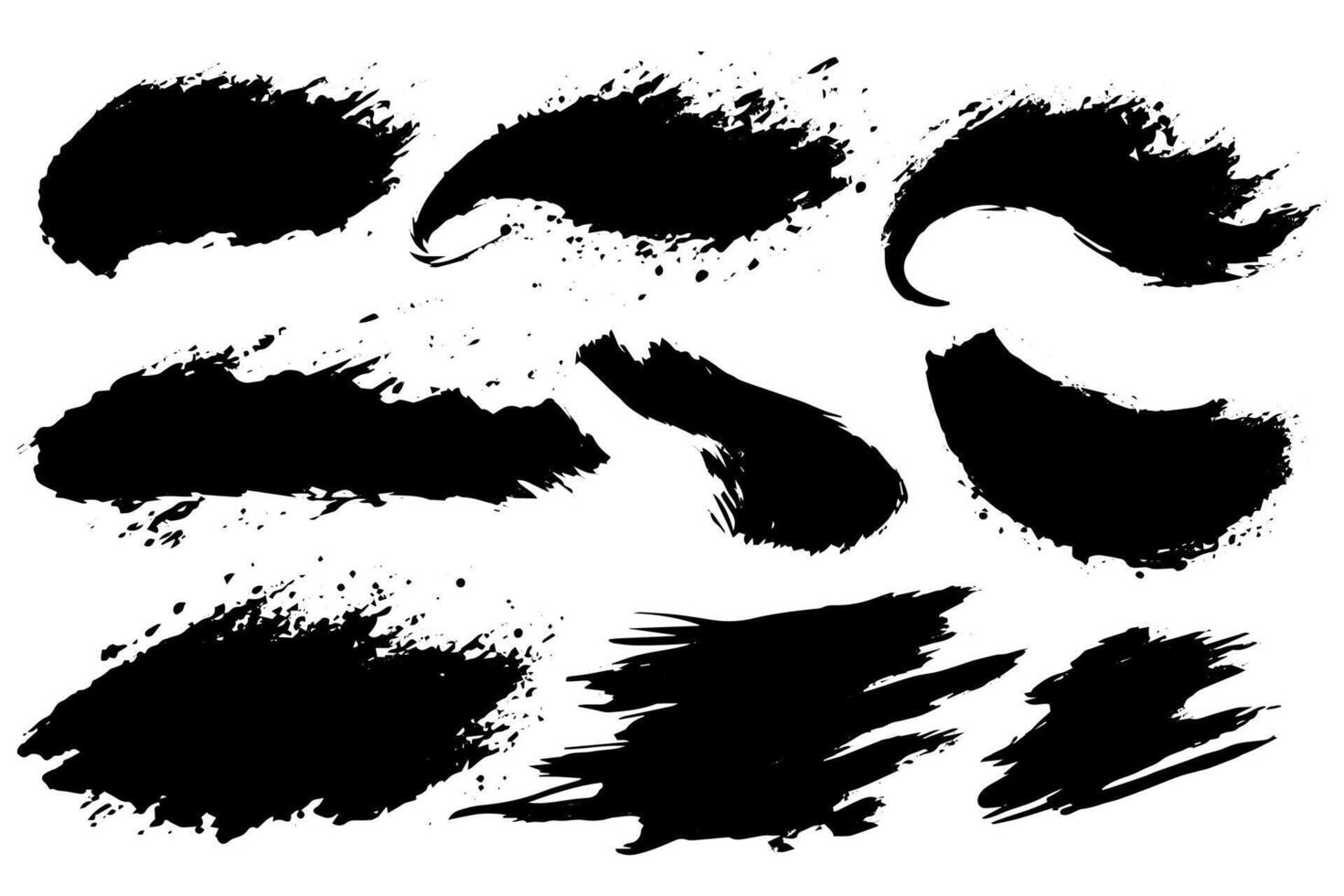 Paint brush. Black ink grunge brush strokes. Paintbrush set. Grunge design elements. Painted ink stripes. vector