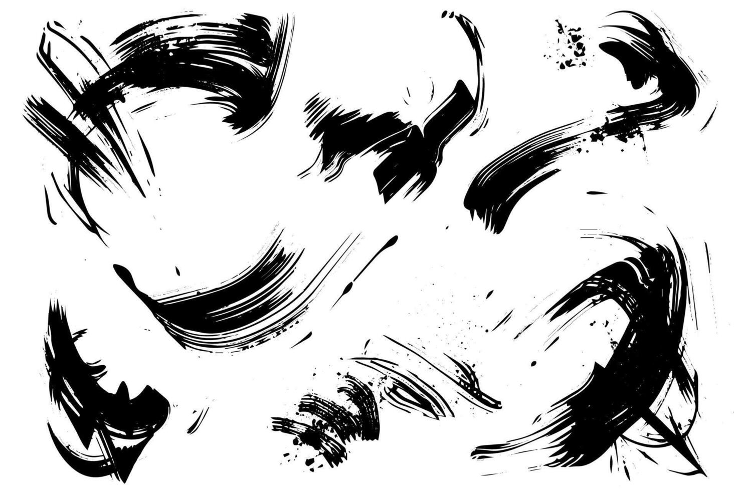 Ink Brush Stroke and Line Splash Creative Brushstroke Set. vector