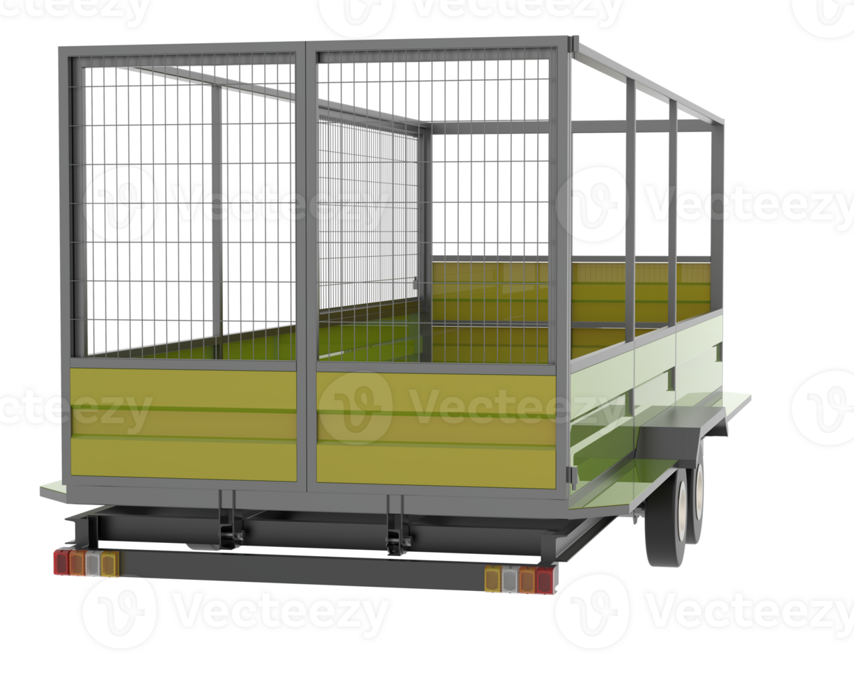 Cage trailer isolated on background. 3d rendering - illustration png