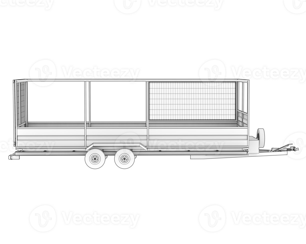 Cage trailer isolated on background. 3d rendering - illustration png