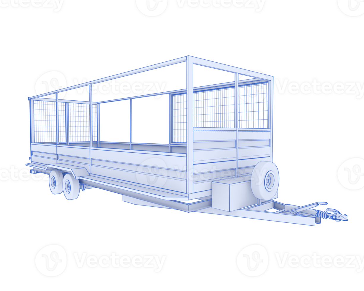 Cage trailer isolated on background. 3d rendering - illustration png