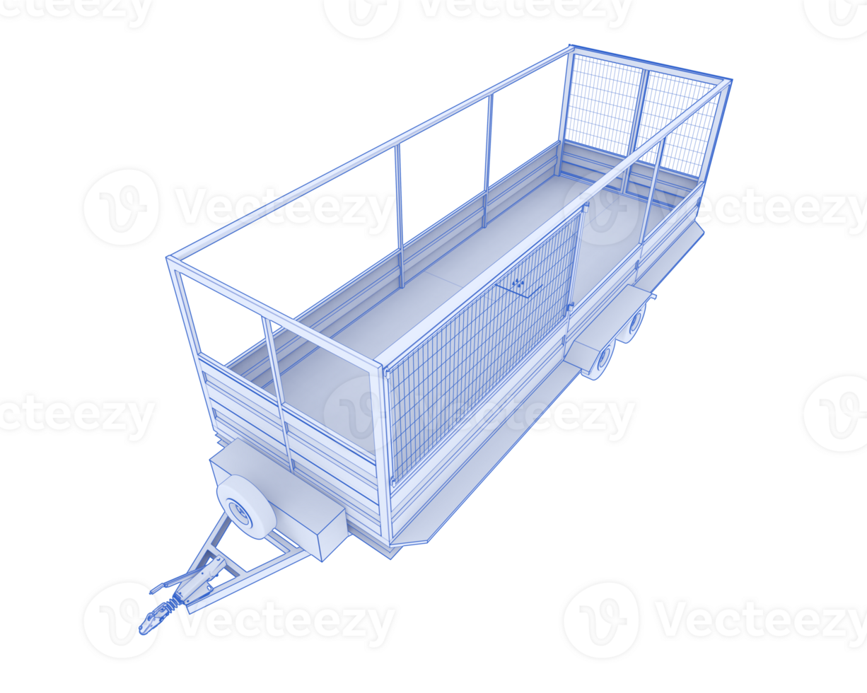 Cage trailer isolated on background. 3d rendering - illustration png