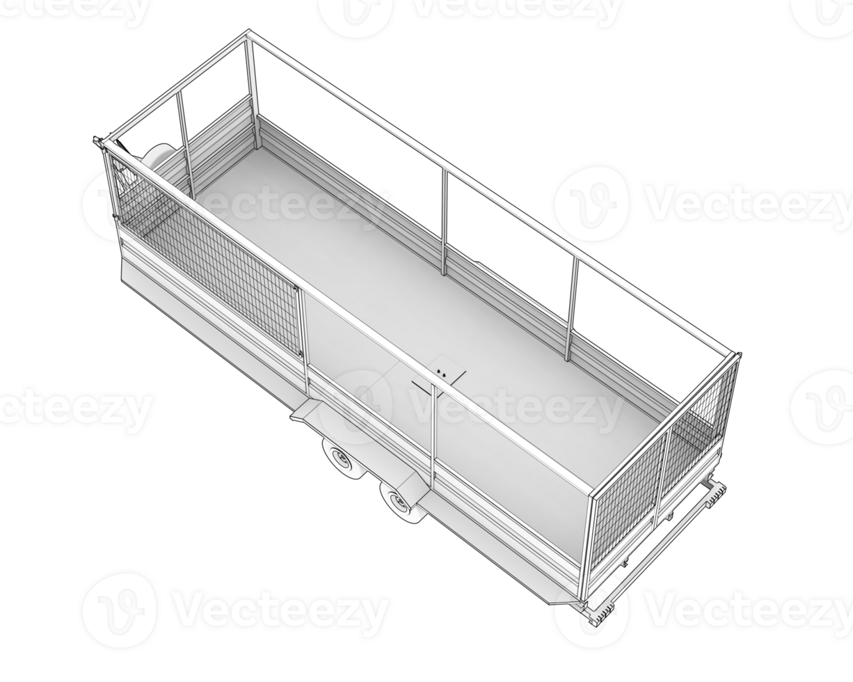 Cage trailer isolated on background. 3d rendering - illustration png