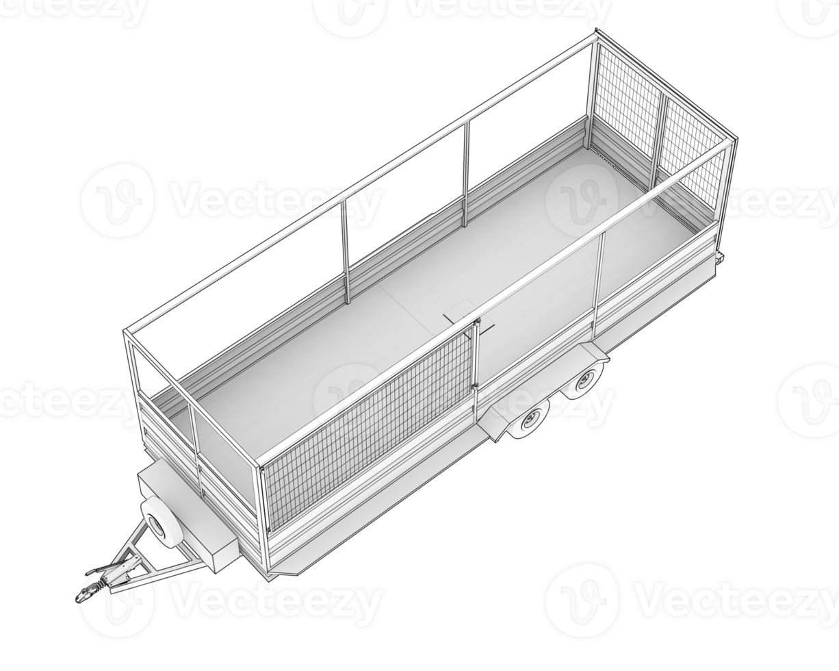 Cage trailer isolated on background. 3d rendering - illustration png
