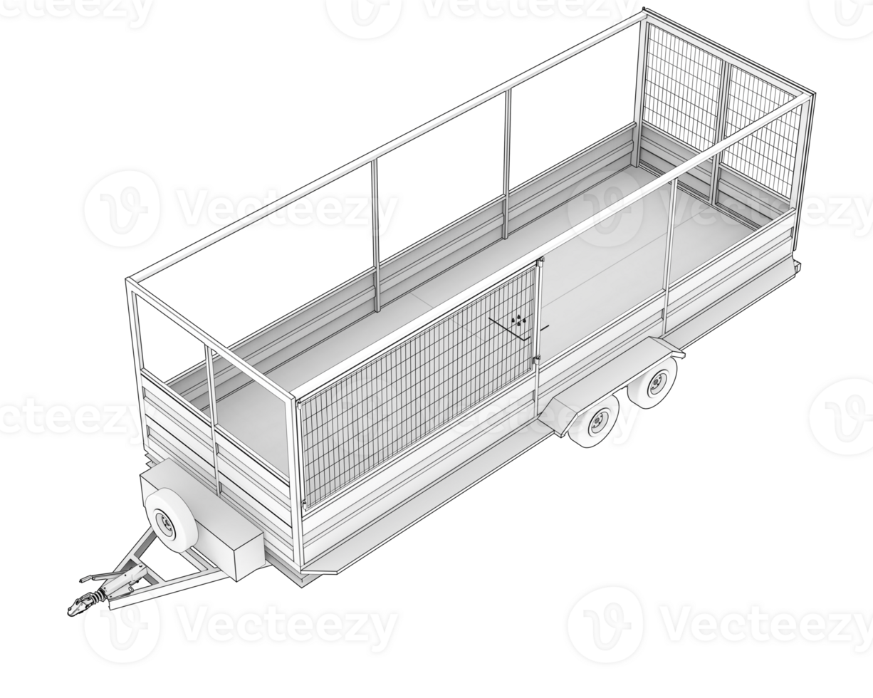 Cage trailer isolated on background. 3d rendering - illustration png