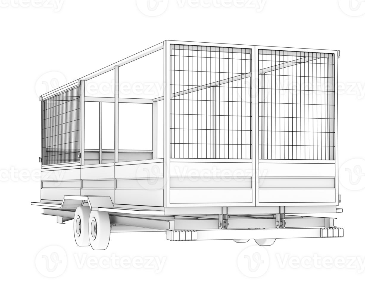 Cage trailer isolated on background. 3d rendering - illustration png
