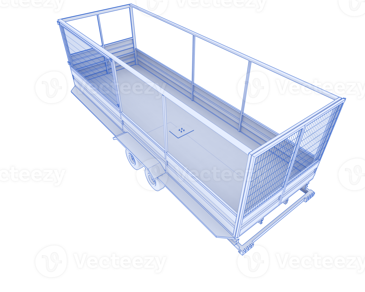 Cage trailer isolated on background. 3d rendering - illustration png