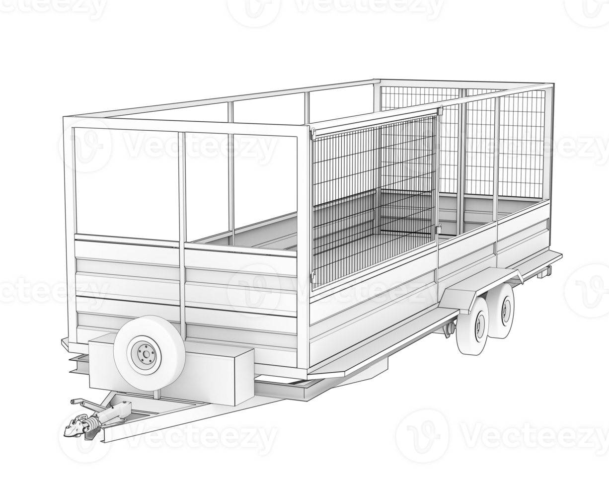 Cage trailer isolated on background. 3d rendering - illustration png