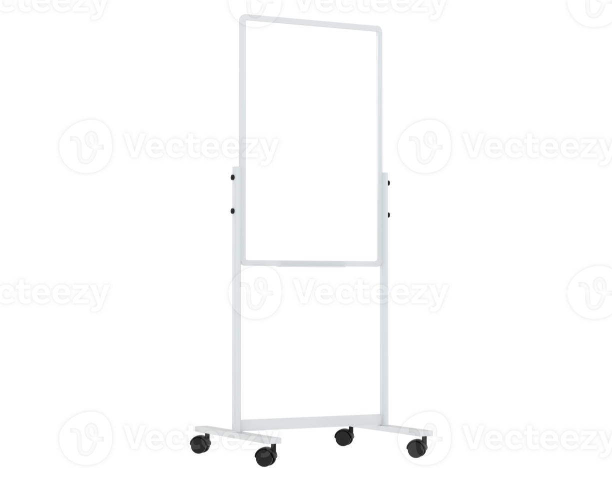 Tall whiteboard isolated on background. 3d rendering - illustration png