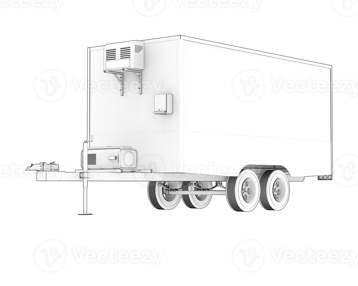 Refrigerated trailer isolated on background. 3d rendering - illustration png