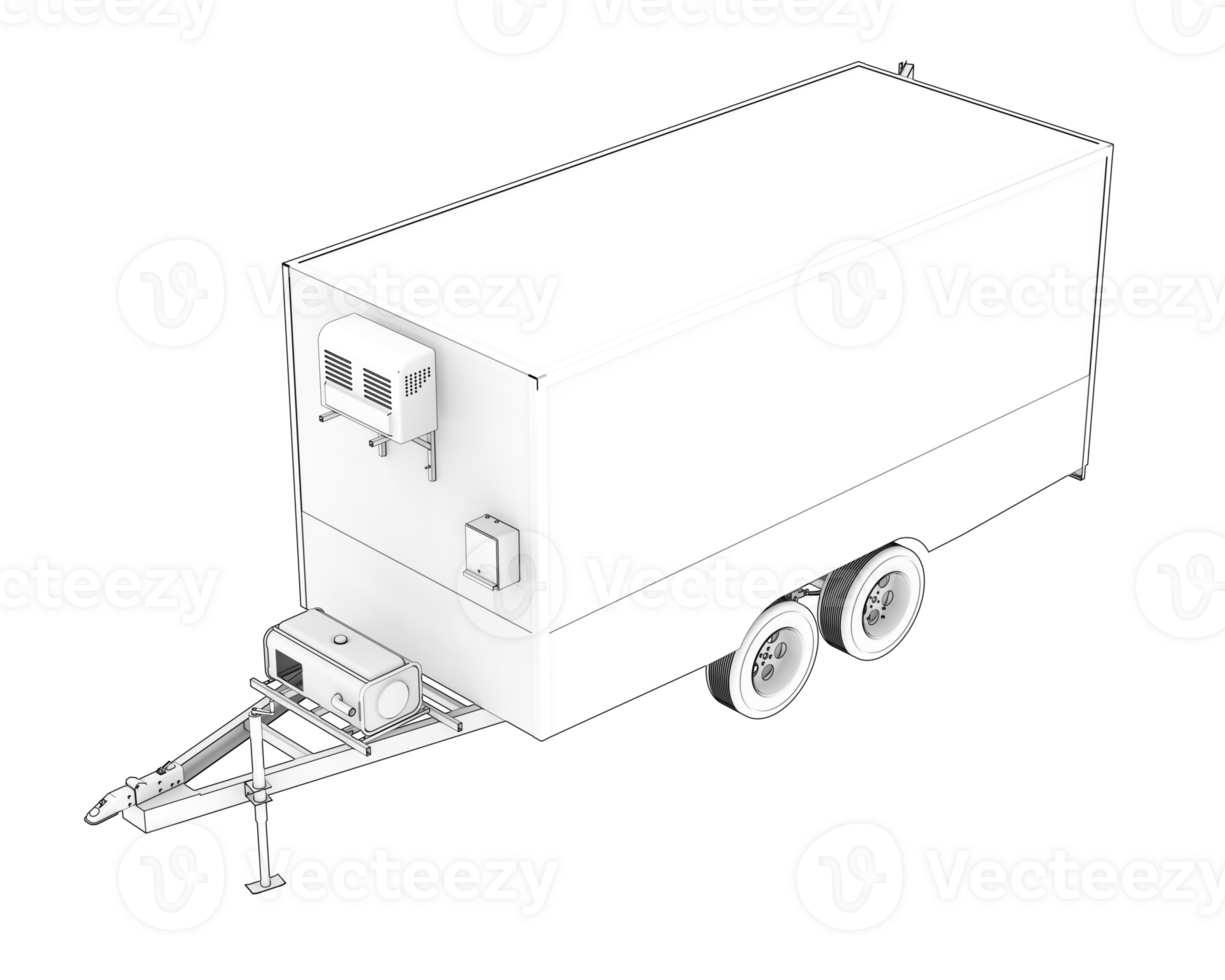 Refrigerated trailer isolated on background. 3d rendering - illustration png