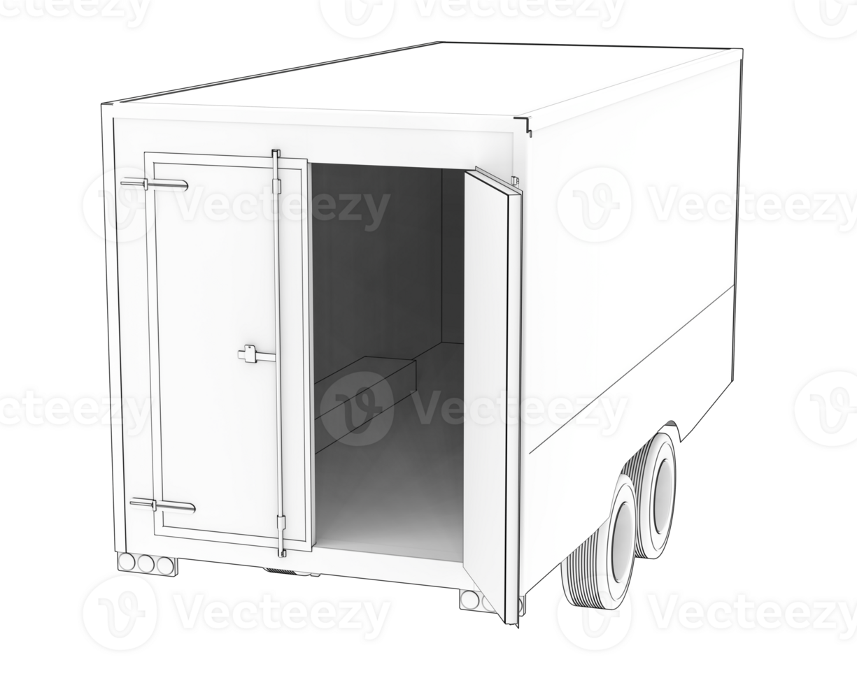 Refrigerated trailer isolated on background. 3d rendering - illustration png